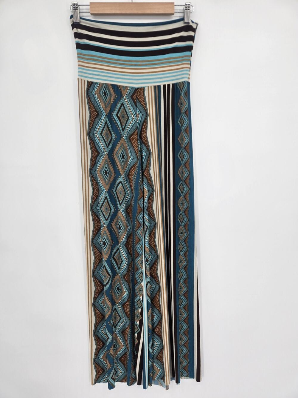 Auditions High Rise Retro 70s Wide Leg Palazzo Pants Blue Boho Festival Size M